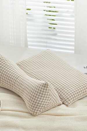 ZHIWEIKJ Dog Bone Neck Support Pillow with Buckwheat Hull Adjustable Cervical Pillow 3D Stripes Print Lumbar Pillow Separable Design Soft Breathable(M)