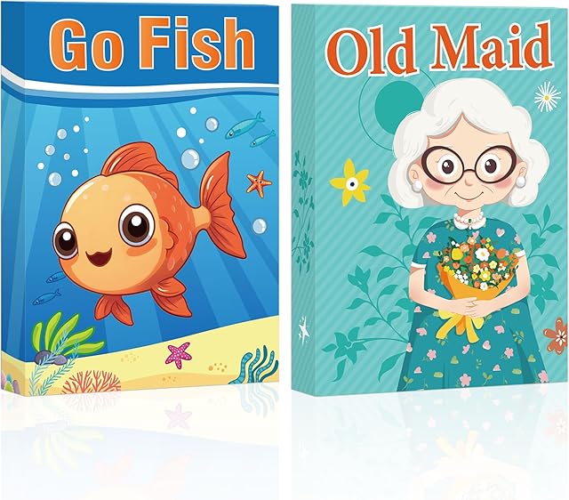 The Card Games,Go Fish,Old Maid Card Game for Kids Toddler,2 Decks of Classic Fun Card Game for Game Nights and Family Gatherings,Great Gifts for Birthday Holiday Easter Basket Stuffers(Go Fish&Old Maid)