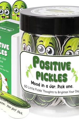Emotional Supports Pickle Jar, 60 Positive Pickle Affirmation Cards for Women, Birthday Gifts for Women, White Elephant Gifts, Teen Girl Gifts Trendy Stuff, Teen Girl Gifts