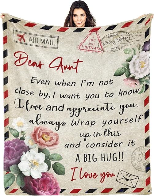 Aunt Gifts Blanket, Aunt Birthday Gift, Best Aunt Ever Gifts, for Aunts from Niece, Aunt Gifts from Nephew, to My Aunt Throw Blankets 60"x50"