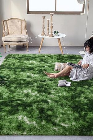 DweIke Area Rugs for Living Room Bedroom, 4x6 ft Dark Green, Kids Girls Room Nursery