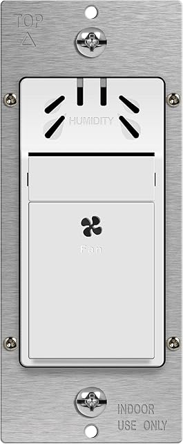 TOPGREENER Humidity Sensor Switch for Ventilation Fan, Air Moisture Detection, Bathroom Fan Automated Control, Neutral Wire Required, UL Listed, TDHS5-N, White