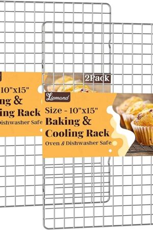 Cooling Racks for Cooking and Baking - 2 PCS 10" x 15" Grid Wire Baking Rack for Oven Cooking, Baking, Grilling, Roasting -Dishwasher Safe Bacon Rack- Fits Jelly Roll Cookie Sheet Pan