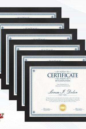 8.5x11 Picture Frame set of 6, Multi Certificate 8.5 by 11 Picture Frames Bulk, Document Diploma Award Frame for Wall Hanging or Tabletop Display, Black