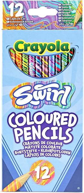 The CRAYOLA Swirl Colouring Pencils - Assorted Colours (Pack of 12) | Magical Swirl Effect Will Draw 4 Colours Per Pencil |Ideal for Kids Ages 3+