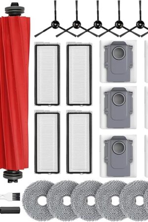 26PCS Accessories Kit for Roborock Q revo S/Qrevo Plus/Qrevo Pro/Qrevo MaxV Robot Vacuum, 2 Main Brushes, 6 Dust Bags, 6 Mop Cloths, 6 Side Brushes, 4 Filters, 1 Cleaning Brush, 1 Screwdriver