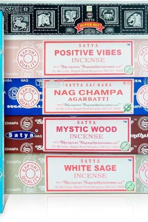 Assorted Incense Sticks Pack of 6 Premium Scents - Includes Nagchampa, Super Hit, Divine Essence, Mystic Wood, Positive Vibes, White Sage - Aromatherapy, Meditation, Relaxation, Soothing Fragrances