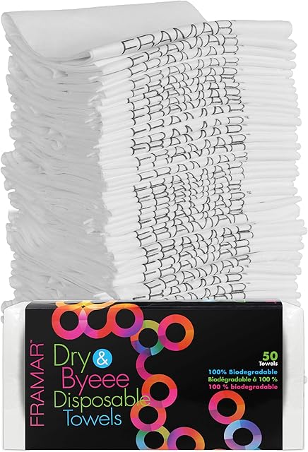 FRAMAR Biodegradable Salon Towels for Hair Stylist – Hair Towels for Women, Disposable Towel, Salon Towel, for Spa, Barber, Gym, Super Absorbent and Extra Soft – 50 Count