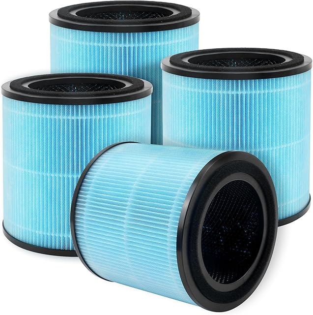 4 Pack AP0601 Replacement Filters Compatible with Airtok Air Puri-fier, 4-in-1 H13 True HEPA Filters, High-Efficiency Activated Carbon Filter, AP0601-RF¡