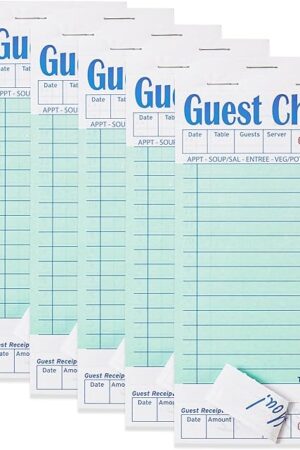6 Pack Guest Checks Books for Servers Server Note Pads, Waiter Checkbook, Waitress Notepad for Restaurants, Paper Checks 50 Sheets/Pack, 300 Total Tickets