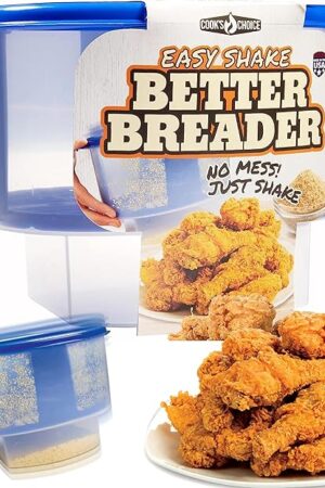 COOK'S CHOICE The Original Better Breader Bowl All-in-One Mess-Free Batter Breading Station - Pour in Seasonings, Add Meat or Veggies & Shake for Perfect Coating - Great for Parties- Made in the USA