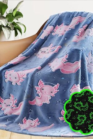 Axolotl Soft Plush Blankets Pink Blue Throw