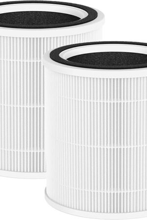 2 Pack AC400 Replacement Filter Compatible with Purivortex AC400 Air Cleaner Purifier, 3-in-1 AC400 Filter, White