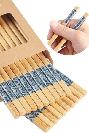 10Pairs Bamboo Chopsticks Reusable | Dishwasher Safe | Non slip | Chinese -（9.45in）
