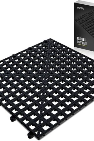 Esatto 6 Pack Interlocking Shelf Mats 12″, Black – for Spills, Clean Bars, Stain Protection, and an Anti-Slip Surface