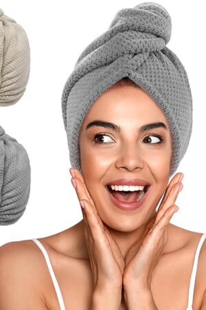 YFONG Microfiber Hair Towel for Women, Super Absorbent Quick Dry Anti Frizz