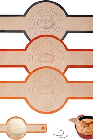 Dizywiee Silicone Bread Sling for Dutch Oven, 3-Pack Non-Stick & Easy to Clean Bread Baking Mat Set, Reusable Bread Sling with Long Handle to Transfer Sourdough, 01.3Pack Black+Orange+Red