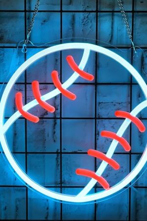 Baseball Neon Sign - Dimmable Sport Wall Decor with USB Power, Unique Gifts for Men & Boys 8-12, LED Bedroom Lights for Man Cave College Dorm Baseball Fan Accessories