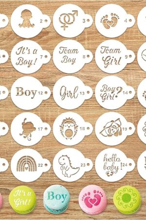 Baby Shower Stencils for Onesies Small Cute Baby Shower Cookie Stencils for Onesies Reusable Animals Template for Painting on Cookies Baking Cake DIY Crafts Bodysuit Bibs Shirts Clothes Decor(baby9)