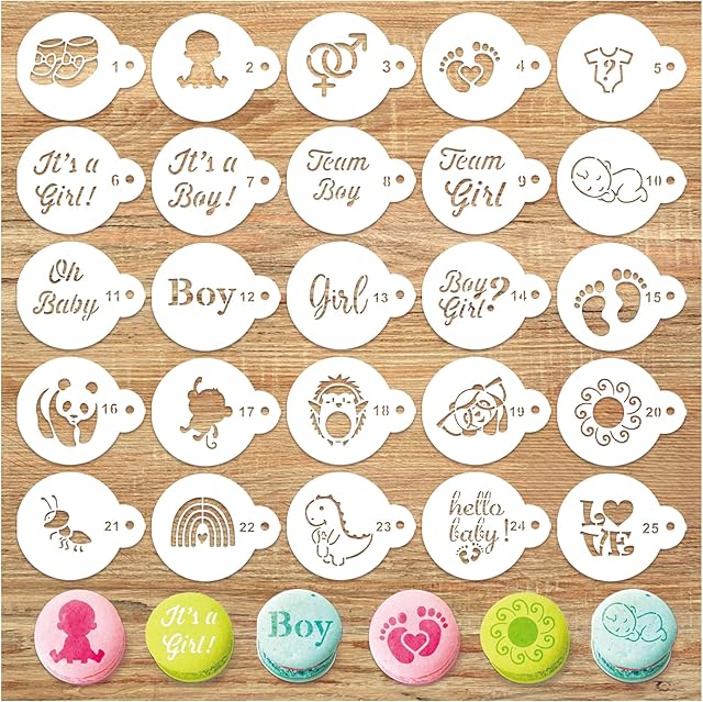 Baby Shower Stencils for Onesies Small Cute Baby Shower Cookie Stencils for Onesies Reusable Animals Template for Painting on Cookies Baking Cake DIY Crafts Bodysuit Bibs Shirts Clothes Decor(baby9)