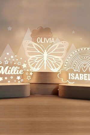Custom Night Light Cute Personalized Baby Gifts Cloud Butterfly Rainbow Moon & Stars Customized Name Gifts Perfect Personalized Baby Girl Gifts and Customized Baby Gifts