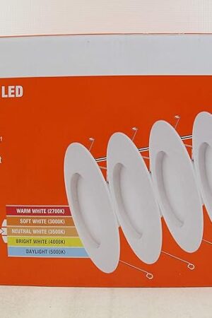 Commercial Electric 5/6 in White Integrated LED Energy Star Color Changing Recessed Trim Downlight 4 Pk