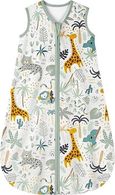 Yoofoss Baby Sleep Sack 6-12 Months 0.5 TOG Baby Wearable Blanket, 100% Cotton Infant Toddler Sleeping Sack 2-Way Zipper Lightweight Sleep Sack, Giraffe