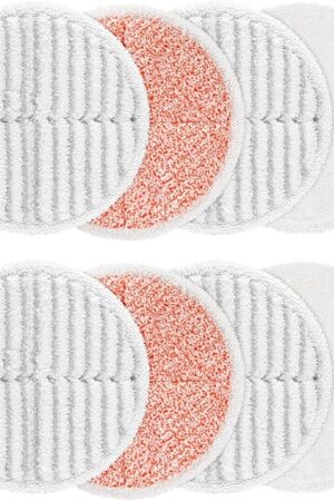 8 Pack Mop Pads Replacement Compatible with Bissell Spinwave 2124, 2039A, 2307, 23157, 23159, 20393, 20399 Hard Floor Spin Mop, 2 Soft Pads, 4 Scrubby Pads, 2 Heavy Scrub Pads