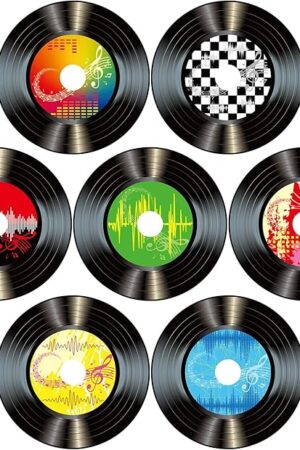 Boao 35 Pieces 7 Inch 1950's Records Decorations Rock and Roll Music Party Decorations 70's Wall Vinyl Records for Disco Birthday Music Theme Party