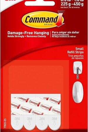 Command Small Refill Adhesive Strips, Damage-Free Hanging, Removable Wall Adhesive for Indoor Hooks, No-Tools Installation, 20 White Strips