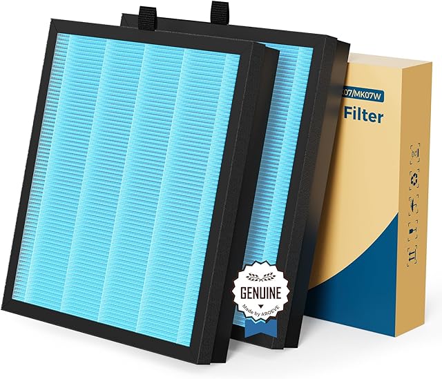 AROEVE MK07 Air Filter Replacement 4-in-1 Air Filter for Dust Pollen Lint Pet Dander Smoke (2 Packs)