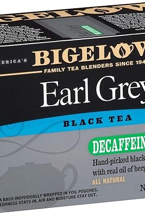 Bigelow Tea Decaffeinated Earl Grey Black Tea, Pack of 6 (120 Bags) | 20 Count Box per Pack | Decaf Tea