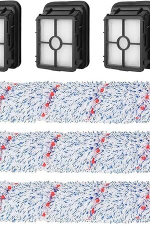 6 Pack Replacement Parts Compatible with Bissell CrossWave Vacuum Cleaner, 3 Pack Multi-Surface Brush Roll 1868 ,3 Pack Vacuum Filter 1866,Compare to Part 1608683, 160-8683, 1608684