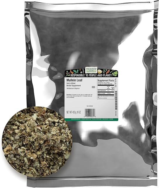 Frontier Co-op Dried Mullein Leaf, Kosher | 16 oz Bulk Bag | Mullein Loose Leaf, for Tea Bags, Mullein Gummies, Extract, Capsules - Verbascum thapsus