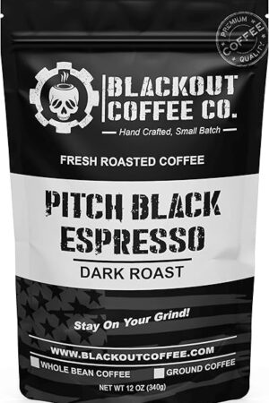Blackout Coffee Pitch Black Espresso Extra Dark Roast - Aromatic, European-Style Espresso - Small Batch Freshly Roasted in the USA - 12 oz Bag (Whole Bean Coffee)