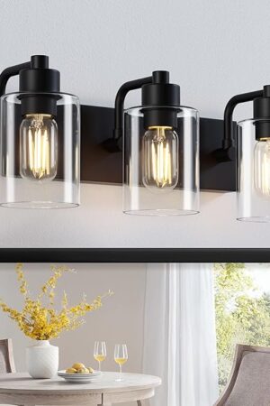 Bathroom Light Fixtures Matte Black 3-Light Wall Sconces