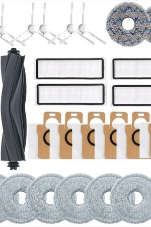 27Pcs Replacement Parts for Dreame L10S Ultra/L10s Pro Gen2/L10S Pro/L10S Plus Vacuum Cleaner Accessories Kit,2 Main Brush,4 HEPA Filters,8 Mop Pads,6 Dust Bags,6 Side Brushes，1 Cleaning Brush