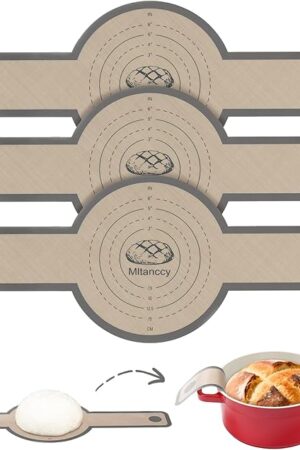 3 PCS Silicone Bread Sling for Dutch Oven Liners, Non Stick & Easy to Clean Silicone Bread Baking Mat with Extra Long Handles, Reusable Round Silicone Baking Mats to Transfer Sourdough Bread