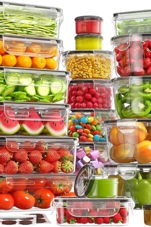 40 PCS Food Storage Containers with Lids Airtight (20 Containers & 20 Lids), 100% Leakproof Meal Prep Container Set for Kitchen Storage, BPA-free, PVC-free Reusable Plastic, Microwave/Dishwasher Safe