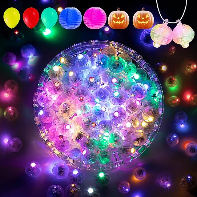 Aogist 100Pcs Multicolor Balloon Lights with Hook,Long Standby Time,Waterproof Mini Light for Birthday Party Wedding Christmas Halloween Easter Decorative (Flash)