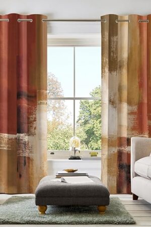 Asuexpect Burnt Orange Curtains 2 Panels Abstract Rust Curtain Room Darkening Grommet Window Treatments Modern Decorative for Bedroom Living Room, 52x84 Inches