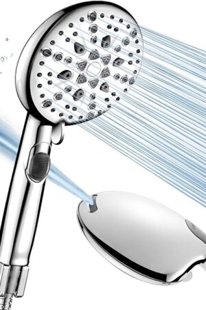 Cobbe High Pressure 9 Functions Shower Head with handheld - Luxury Modern Chrome Look, Built-in Power Spray to Clean Corner, Tub and Pets, Stainless Steel Hose Adjustable Bracket, Chrome