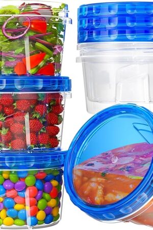 6 Pack-17oz Freezer Storage Containers, Plastic Food Storage Containers with Twist Top Lids, BPA Free and Reusable Soup Containers with Lid, Microwave and Dishwasher Safe