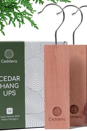 Cedar Hang Ups 14 Pack | Natural Cedar Blocks for Clothes Storage | Eco Friendly Cedarwood for Closets | Moth Ball Alternative