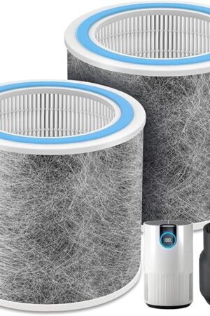 2 Pack HP102 Replacement Filter, Compatible with Shark HP102/HP102PET/HC450/HC451/HC452/HC455 /HP132/HP152 Air Purifier, True Filter for 99.97% of Particles Part Number #HE1FKPET,HE1FKBAS