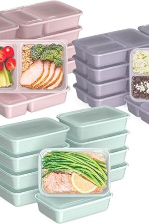 Bentgo Prep 60-Piece Meal Prep Kit - Reusable Food Containers 1-Compartment, 2-Compartment, & 3-Compartments for Healthy Eating - Microwave, Freezer, & Dishwasher Safe (Floral Pastels)