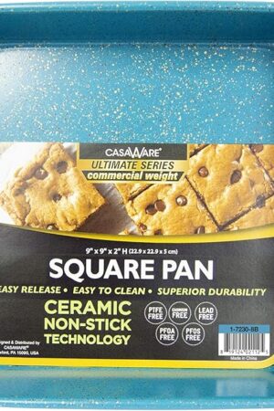 casaWare Ceramic Coated NonStick Heavy Weight 9-inch Square Cake Pan (Blue Granite)