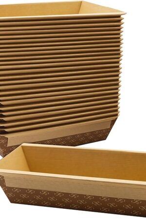 Chef-Grade Elegant 1Lb Paper Loaf Pans 25 Pk. Best Disposable Bakeable Kraft Pan Supply for Baking Bread, Small Meatloaf, Lemon Bundt Cake, Sweets for Holiday Gifts, Bake Sales or Fundraiser.