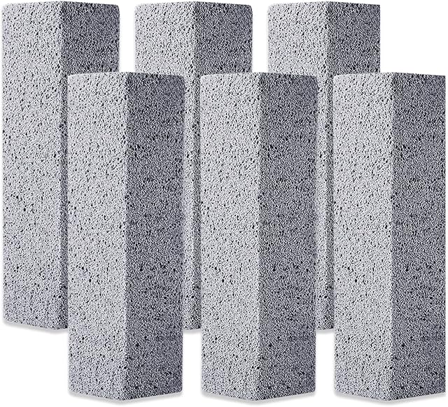 6 Pack Pumice Stone Toilet Bowl Clean Brush, Remove Toilet Bowl Hard Water Rings, Calcium Buildup and Rust Suitable for Cleaning Toilet, Bathroom, Kitchen Sink, Grill