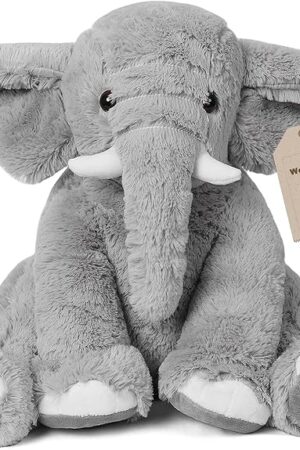 Elephant Weighted Stuffed Animals 5 lbs 16 inches Gray, Large Weighted Elephant Plushie Cuddly Pillow Gift for Kids & Adults